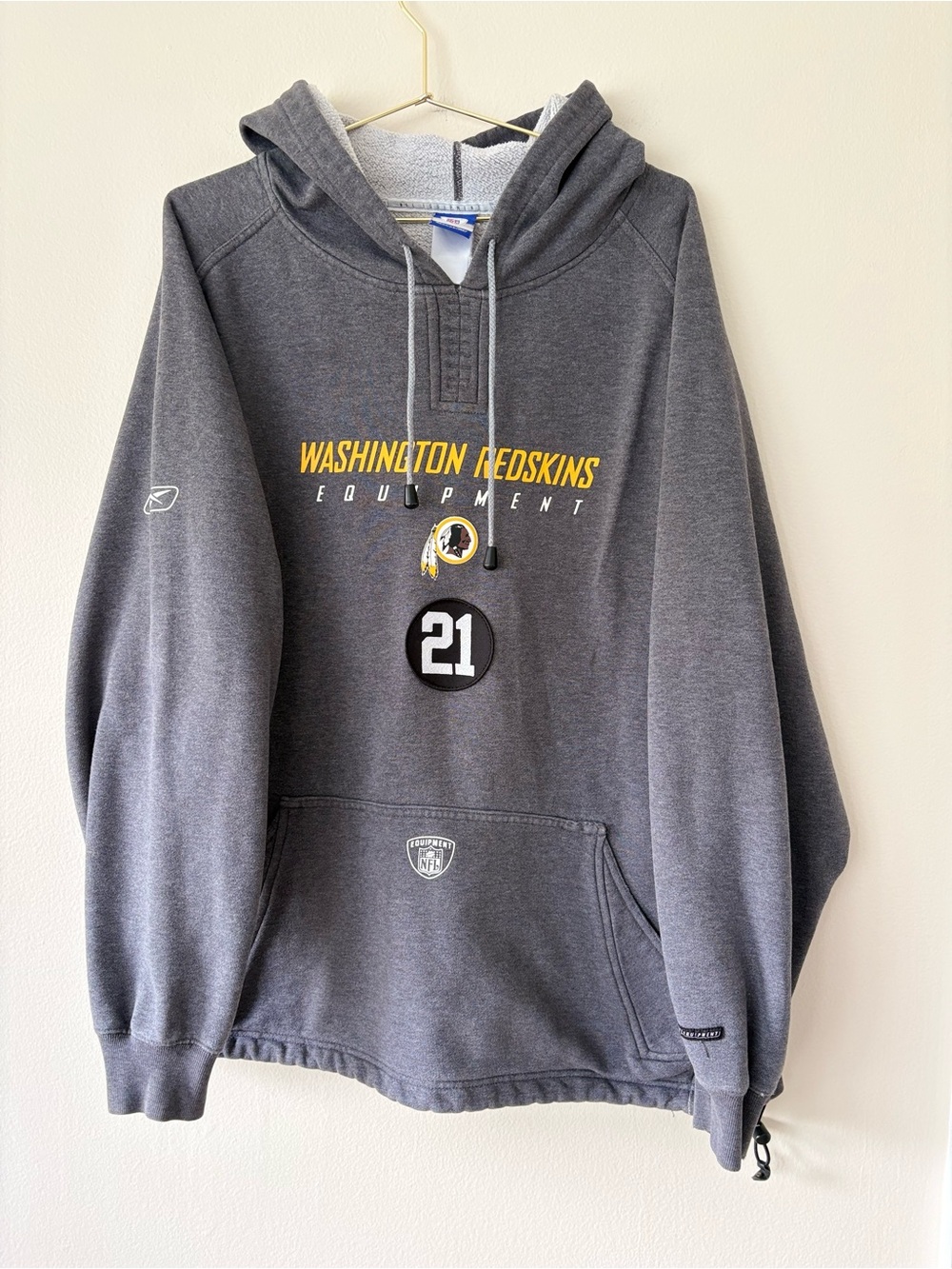 Vintage Reebok NFL Washington Redskins Hoodie Sweatshirt Gray XL #21
